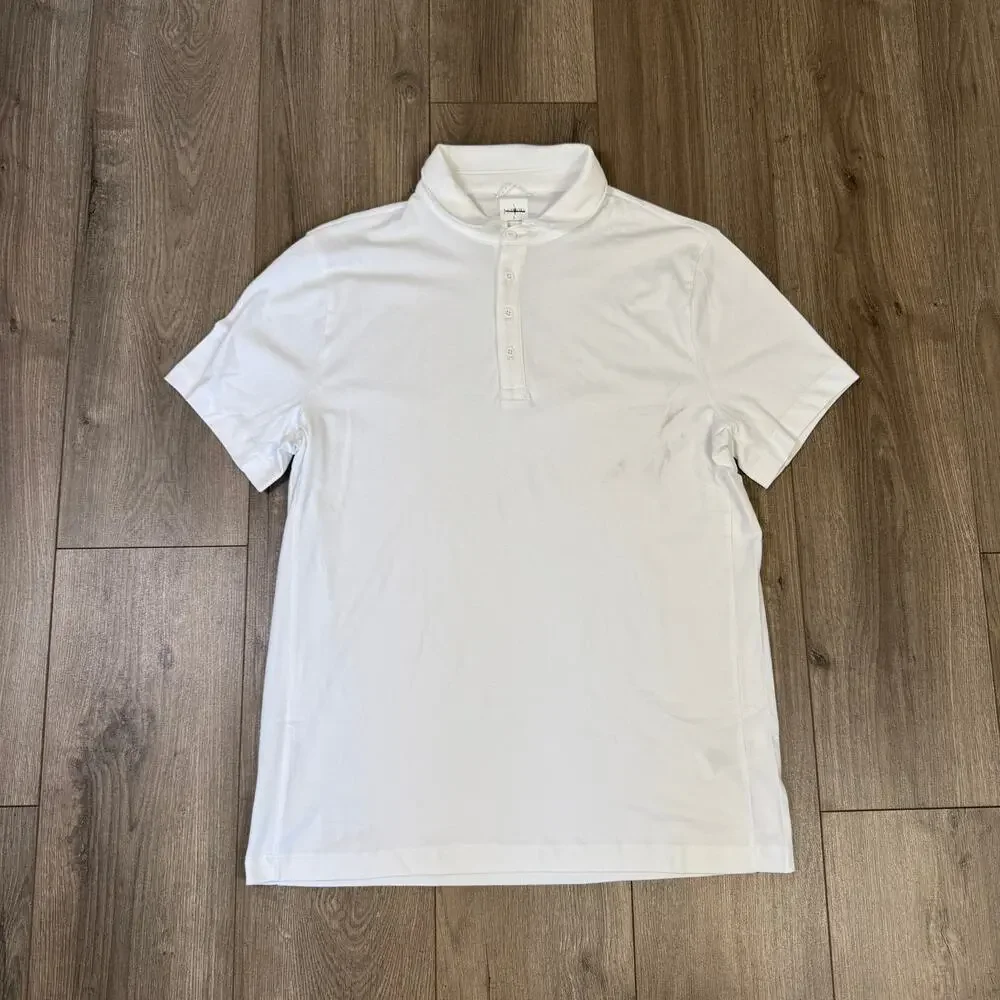 J.Crew White Performance Polo Mens L Short Sleeve Coolmax Stretch Athletic Shirt